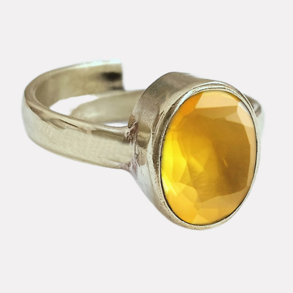 Accurate Traders 3 Ratti Pukhraj Stone Silver Adjustable Ring (2.73 carats)  Original and Certified by GLI Natural Yellow Sapphire Gemstone Chandi Free  Size Anguthi Unheated and Untreated : Amazon.in: Jewellery